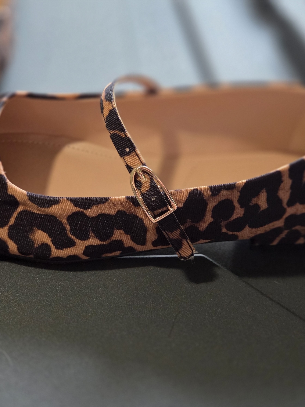 Franco Sarto Leopard Print Mary Jane Flats - Tan/Black - Picture 4 of 5